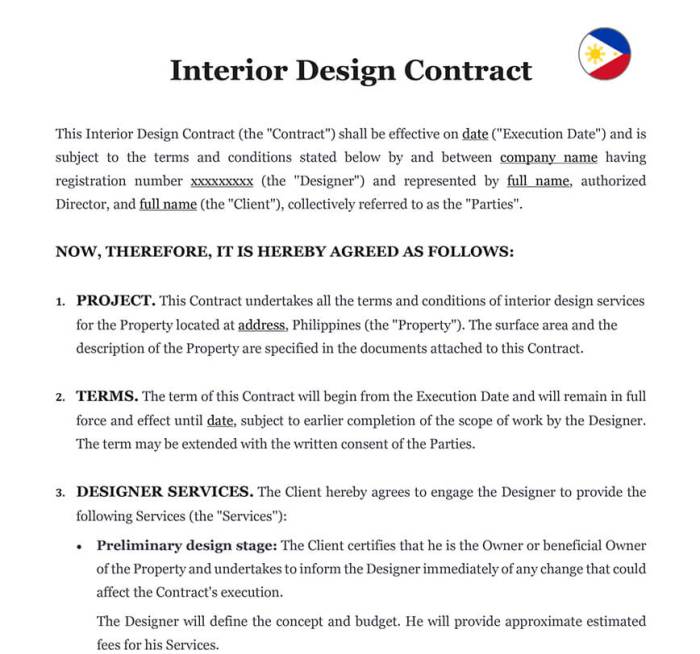 Kontrak desain interior untuk kantor pemerintahan